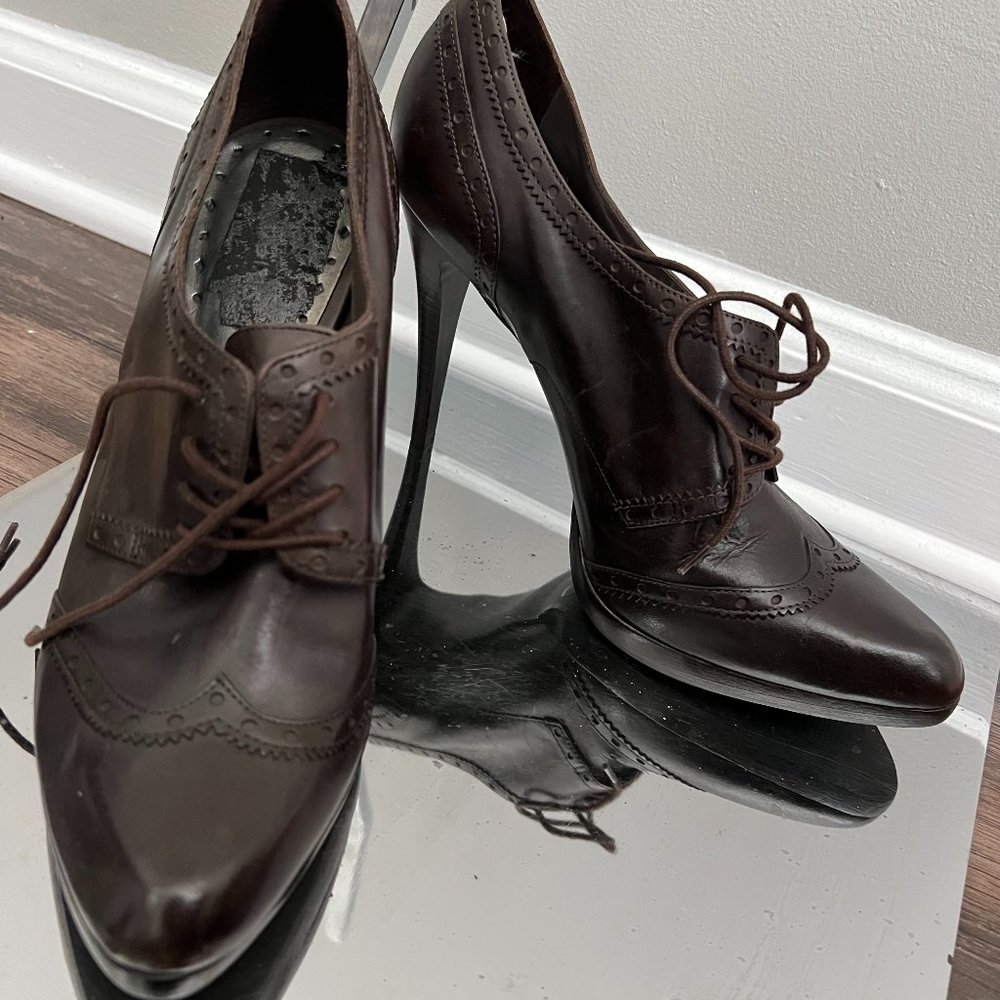 🤎Oxford Pin Up Brown leather heels🤎